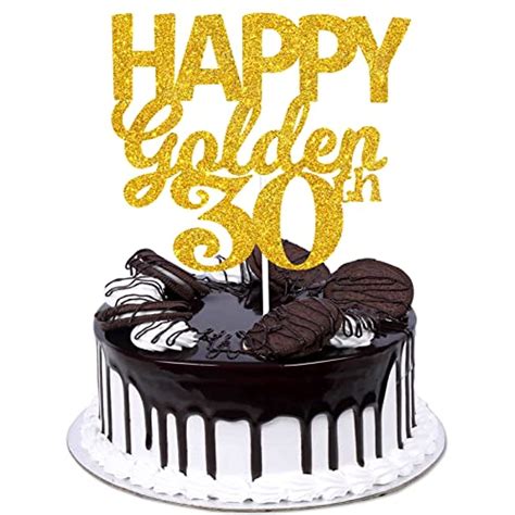 Happy Golden 30Th Birthday Cake Topper - Happy 30 Birthday Gold Glitter ...