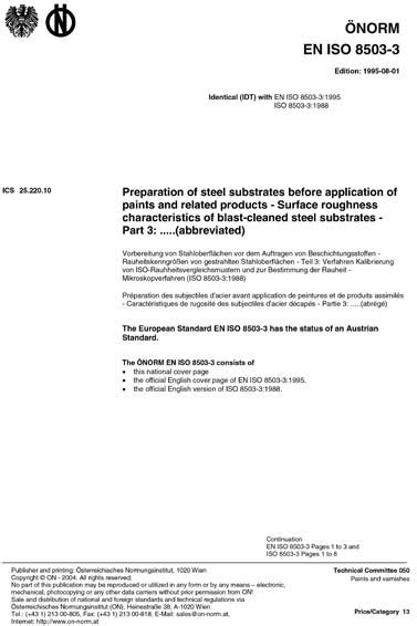 Onorm En Iso Preparation Of Steel Substrates Before