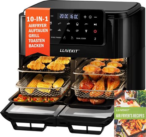 Llivekit Friteuse Air Chaud L Air Fryer Avec Cloison Amovible