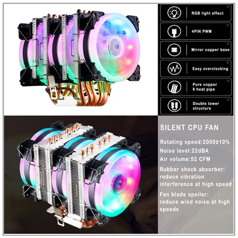 Iwongou Cooler Processador X99 6 Tubos De Calor Cpu Cooler 2011 Para