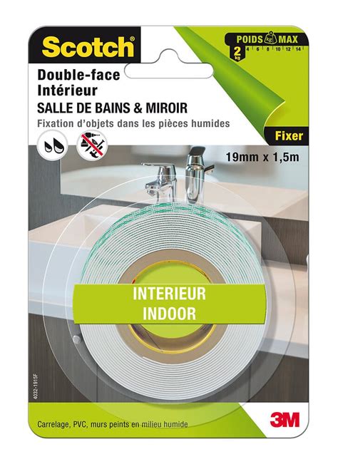 Adhesif double face MIROIR SCOTCH extra fort 1 5m x 19mm Bricomarché