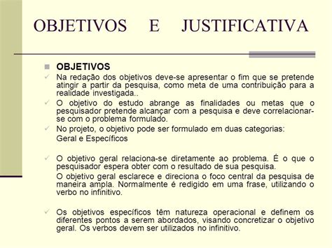 OBJETIVOS E JUSTIFICATIVA Ppt Video Online Carregar