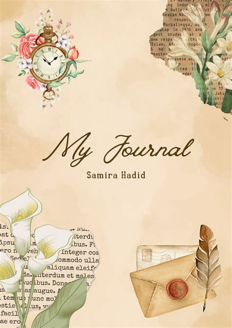 Vintage Brown Feminine Scrapbook Journal Cover A4 Document