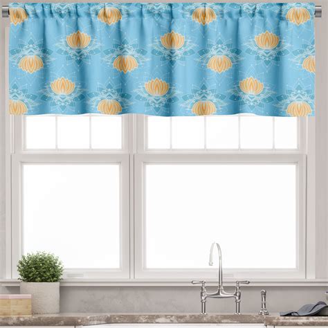 Ambesonne Lotus Window Valance Japanese Themed Flora 54 X 12