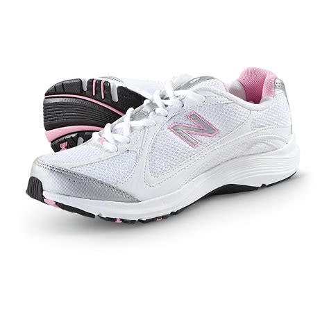 Womens New Balance 496 Walking Shoes White Pink Silver 292726 Running Shoes And Sneakers