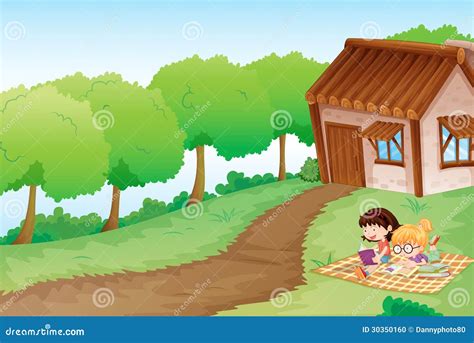 Girls And House Stock Vector Illustration Of Person 30350160