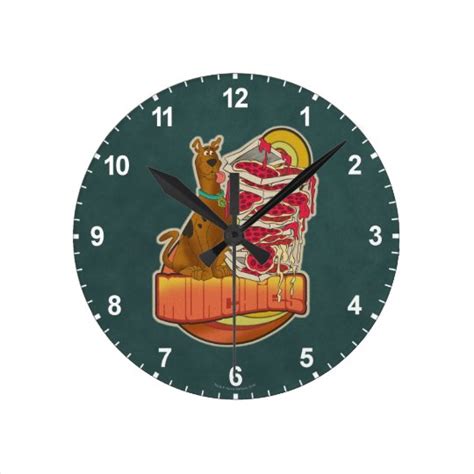 Scooby Doo Pile Of Pizza Munchies Graphic Round Clock