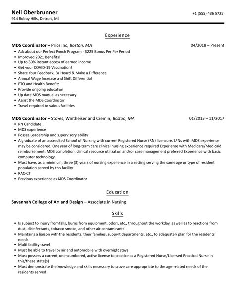 Mds Coordinator Resume Samples Velvet Jobs