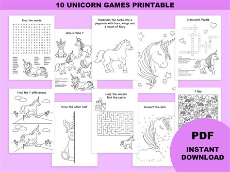 Jeux Licorne Imprimer Cahier D Activit Licorne Cadeaux Invit S