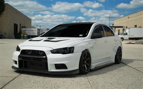 Mitsubishi Lancer X Tuning Stance Supercars White Lancer