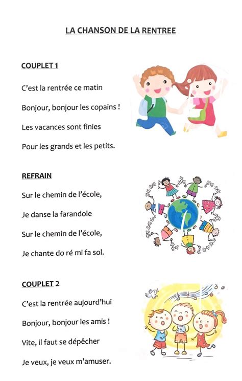 Épinglé sur comptines et poésies Comptine maternelle rentrée