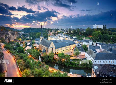 Luxembourg City Aerial Cityscape Image Of Old Town Luxembourg During