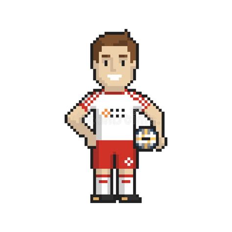 Footballer Pixel Art On White Background Vector Illustration Stock