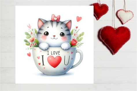 Valentines Cute Cat Illustration Graphic By Kanay Lal · Creative Fabrica