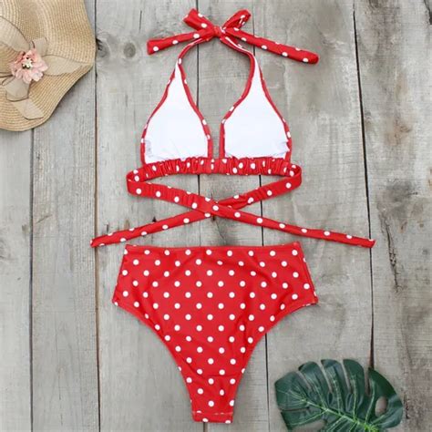 Women S Polka DOT Spaghetti Strap Bralette Bikini Set Two Piece Swimsuit Swimsuit And Swim