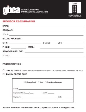 Fillable Online CEA Sponsorship Levels 2013 Sponsorship Form GBCA Fax