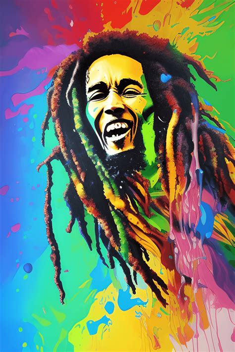 Bob Marley Realistic Rainbow Splash Painting Creative Fabrica