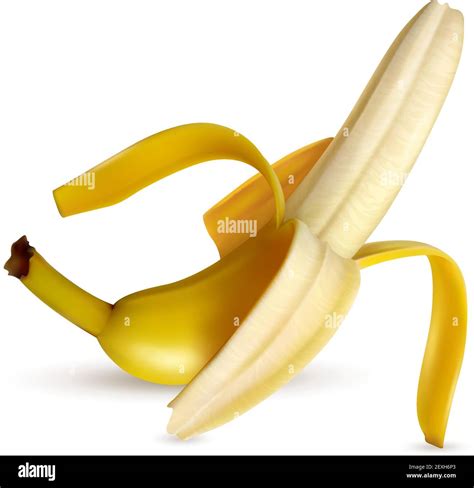 Half Peeled Ripe Banana Closeup Appetizing Realistic Image White