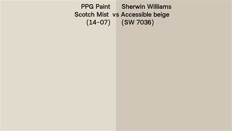 PPG Paint Scotch Mist 14 07 Vs Sherwin Williams Accessible Beige SW