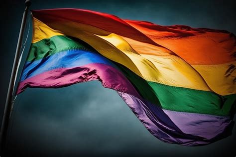 Bandera Del Arco Iris Ondeando En El Viento Orgullo Lgbt Foto Premium