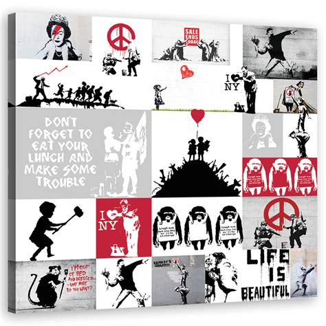 Stampe Su Tela Collage Di Graffiti Banksy Street Art Wall Art It