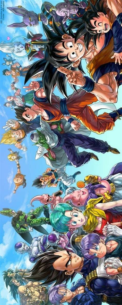 The Dragon Ball Characters Are Flying Through The Air In This Cartoon