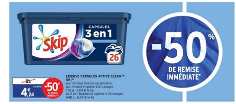 Promo Lessive Capsules Active Clean Skip Chez Intermarch Contact