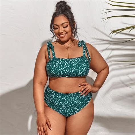 Bikini Maillot de bain contrôle du ventre froncé grande taille pour femmes plus maillot Vert