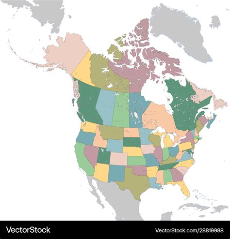 North america map with usa and canada Royalty Free Vector