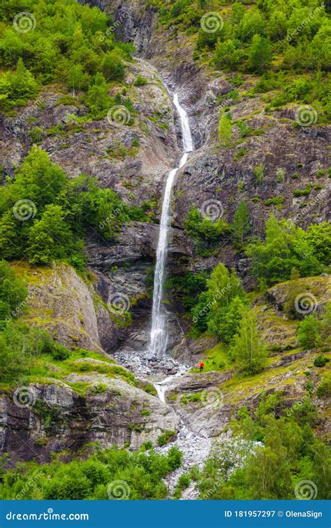 View On Waterfall In Sognefjord One Of The Most Beautiful Fjords In