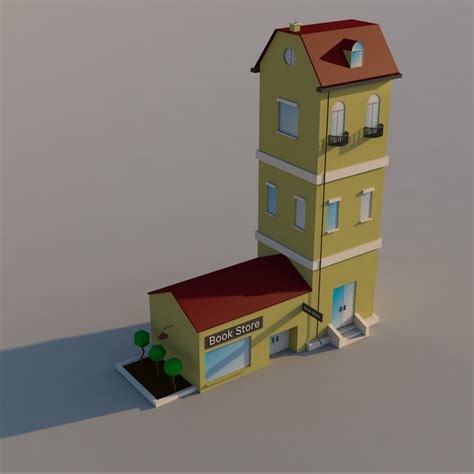 Low Poly Apartment And Store Low Poly Commercial Architecture