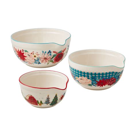 The Pioneer Woman Wishful Winter Piece Ceramic Mixing Bowl Set