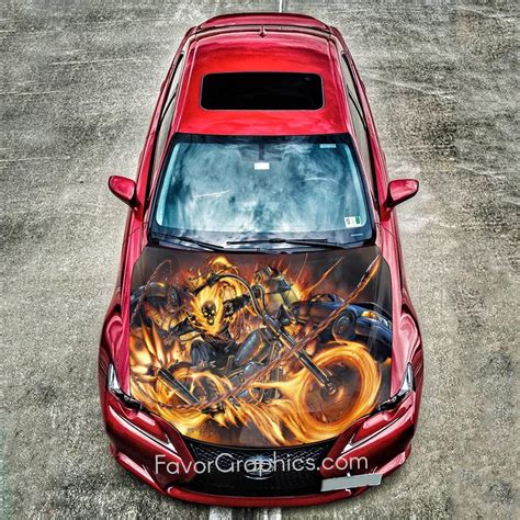 Ghost Rider Skull Itasha Car Hood Wrap Vinyl Decal High Quality Graphi