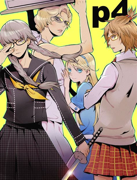 Narukami Yuu Alice Hanamura Yousuke Tatsumi Kanji And Kuma Persona