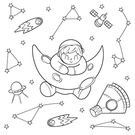 Ilustraci N De Libro De Colorear De Astronauta Vector Gratis