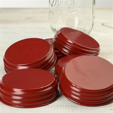 Red Enamel Mason Jar Lids Jar Lids Basic Craft Supplies Craft