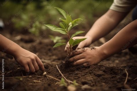 A Heartwarming Scene Of People Planting Trees And Caring For Saplings