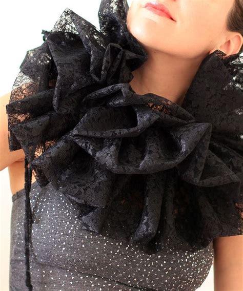 Black Lace Collar Fashion Neck Ruff For Burlesque Or Elizabethan