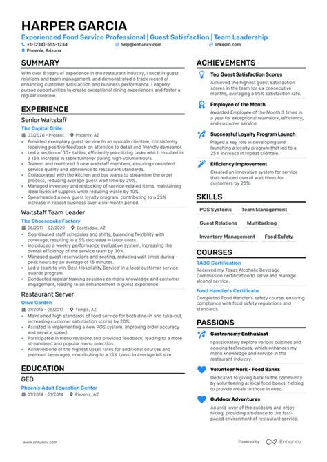 11 Server Resume Examples And Guide For 2024