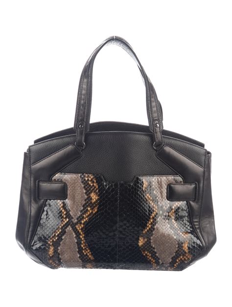 Kara Ross Python Trimmed Leather Handle Bag Black Handle Bags