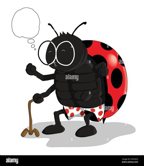 An Old Ladybug Standing With The Help Of His Cane Remembered