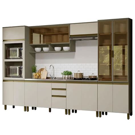 Cozinha Modulada Completa 342cm Torre Quente Dupla 6 Peças Perfect