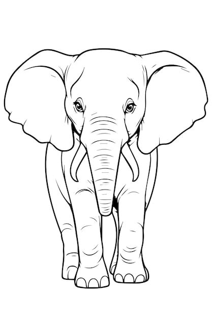 Joli Coloriage D L Phant Pour Enfants Et Adultes Vecteur Premium