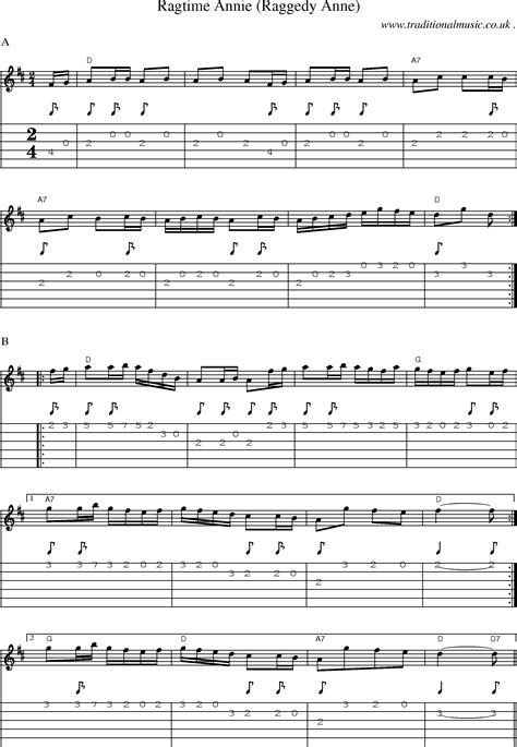 Common Session Tunes Scores And Tabs For Guitar Ragtime Annie