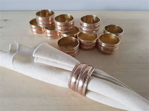 Vintage Copper And Brass Napkin Rings Set Of Entertaining Decor