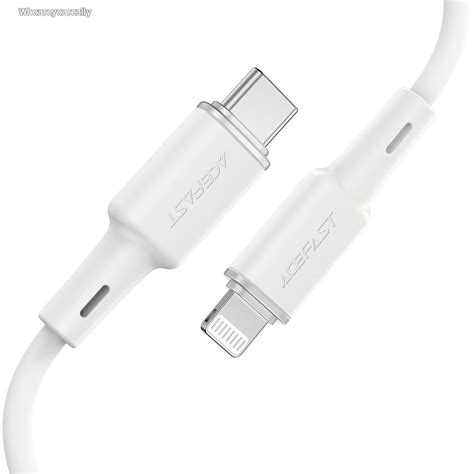 Acefast Cable Type C To Lightning 8 Pin Mfi 3a Pd30w C2 01 Silicone 1 2m White