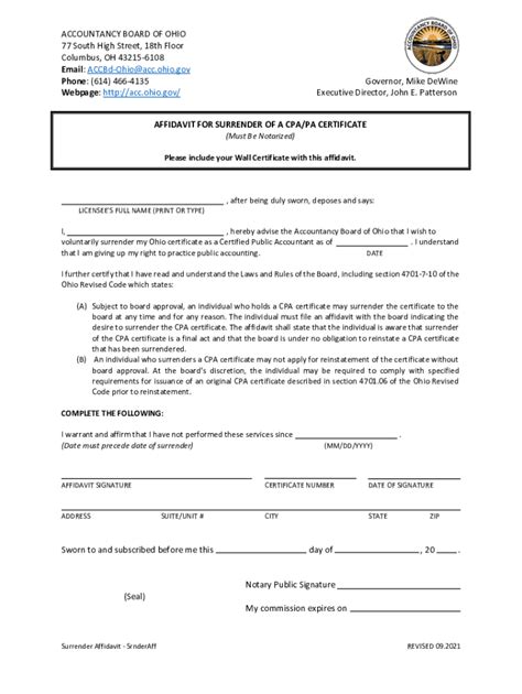 Fillable Online Surrender Affidavit SrnderAff Fax Email Print PdfFiller