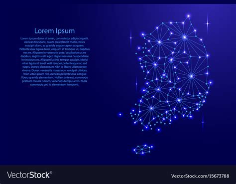 South Korea Map Of Polygonal Mosaic Lines Network Vector Image