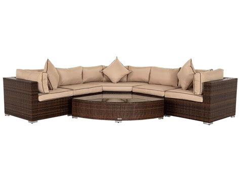 Florida Piece Angled Rattan Garden Corner Sofa Set In Chocolate And