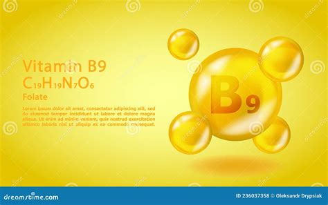 3D Vitamin Molecule B9 Folic Acid Design Realistic B9 Folic Acid